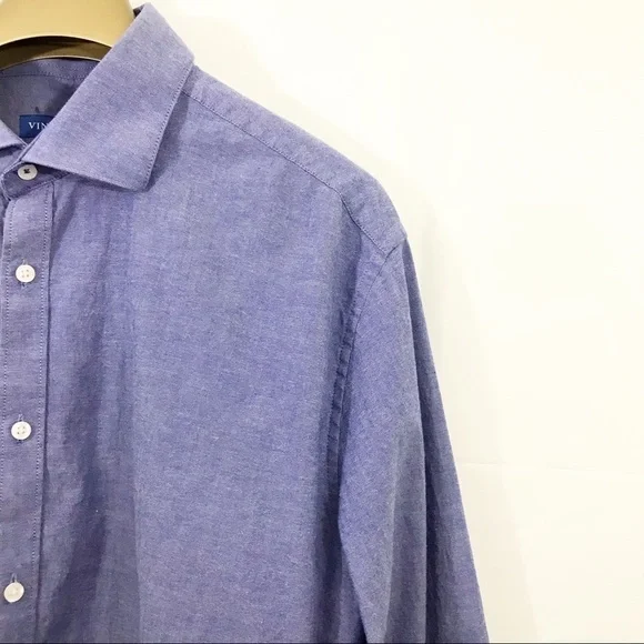 Vince Camuto Shirt Slim Fit Chambray Button Front Long Sleeves - Picture 3 of 8